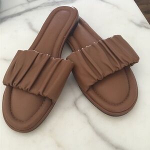 J. Crew Ruched Leather Slides Sz 9.
